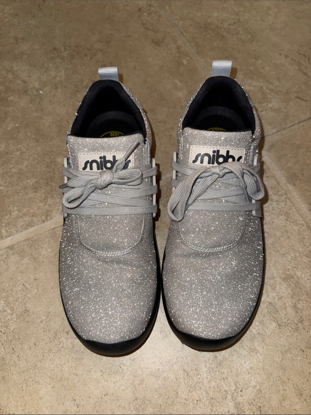 Snibbs Women's Sparkle Silver Lace-Up Sneakers